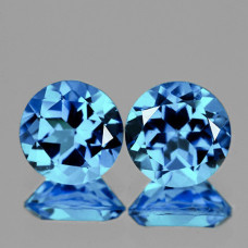 Натуральний блакитний Топаз коло пара 7мм 3.30ct