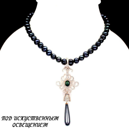 Серебряное ожерелье с Жемчугом Опалом и Cz