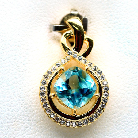 Срібна підвіска з натуральним Топазом та Cz замовити в Україні Срібна підвіска з натуральним Топазом та Cz замовити в Україні