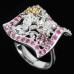 Серебряное кольцо с Рубинами Сапфирами и Родолитами