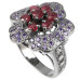 Серебряное кольцо с Рубинами и Cz "Рубиновый Цветок"
