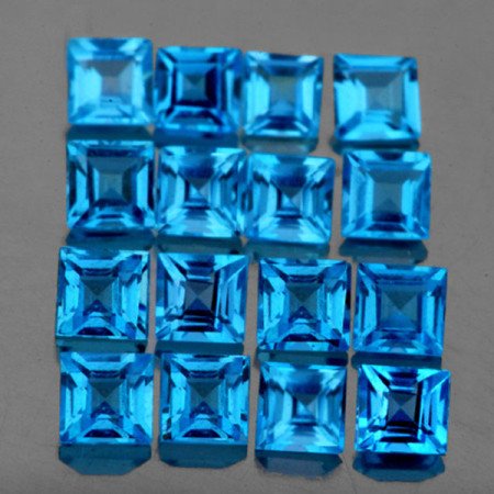 Натуральный голубой свисс Топаз квадрат 3.5мм 0.28ct
