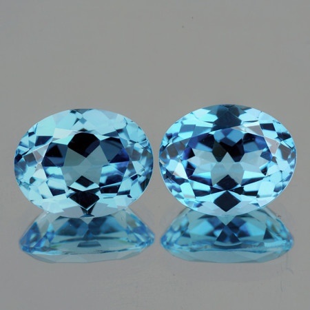 Натуральный голубой Топаз овал пара 8х6мм 3.28ct