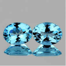 Натуральный голубой Топаз овал пара 9х7мм 4.03ct