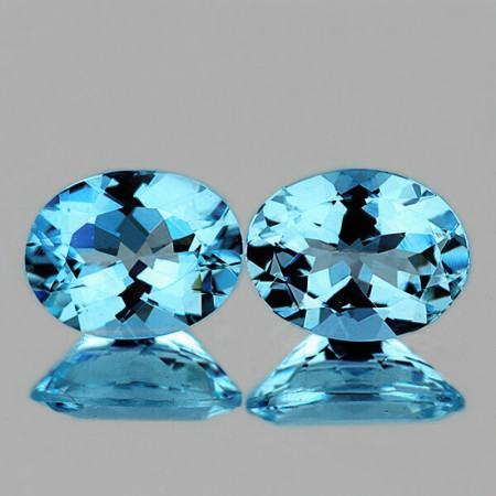 Натуральный голубой Топаз овал пара 9х7мм 4.03ct
