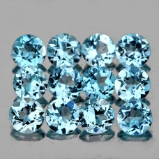 Натуральный голубой скай блю Топаз круг 4мм 0.30ct