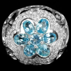 Серебряное кольцо с натуральными Топазами и Cz 17.25р
