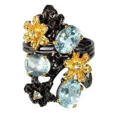Серебряное кольцо с натуральными Топазами 17.75р