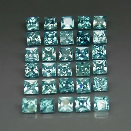 Натуральный голубой Циркон 3.0-3.2мм квадрат 0.25ct Натуральный голубой Циркон 3.0-3.2мм квадрат 0.25ct