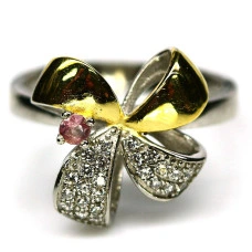 Серебряное кольцо с натуральным Турмалином и Cz 16.75р