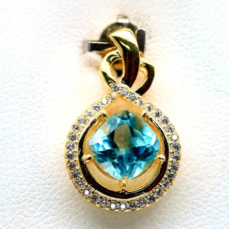 Серебряная подвеска с натуральным Топазом и Cz 2,40г
