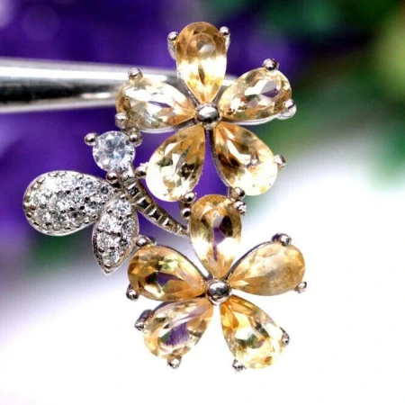 Серебряная подвеска с Цитрином и Cz 2,96г Серебряная подвеска с Цитрином и Cz 2,96г