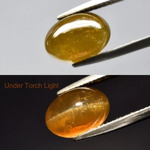 Натуральний жовтий Апатит з котячим оком овал 12.1x8.5мм 7.25ct