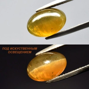 Натуральний жовтий Апатит з котячим оком овал 12.8x8.6мм 7.84ct