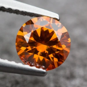 Муассанит оранжевый круг 6.5мм 1.00ct c Сертификатом