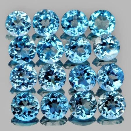 Натуральный голубой скай блю Топаз круг 3.5мм 0.21ct