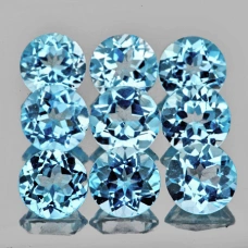 Натуральный голубой скай блю Топаз круг 5мм 0.60ct
