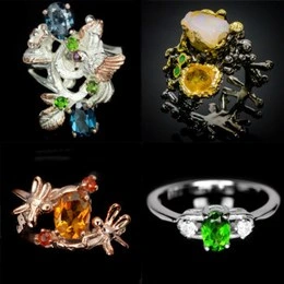 Серебряные кольца с натуральными драгоценными камнями
